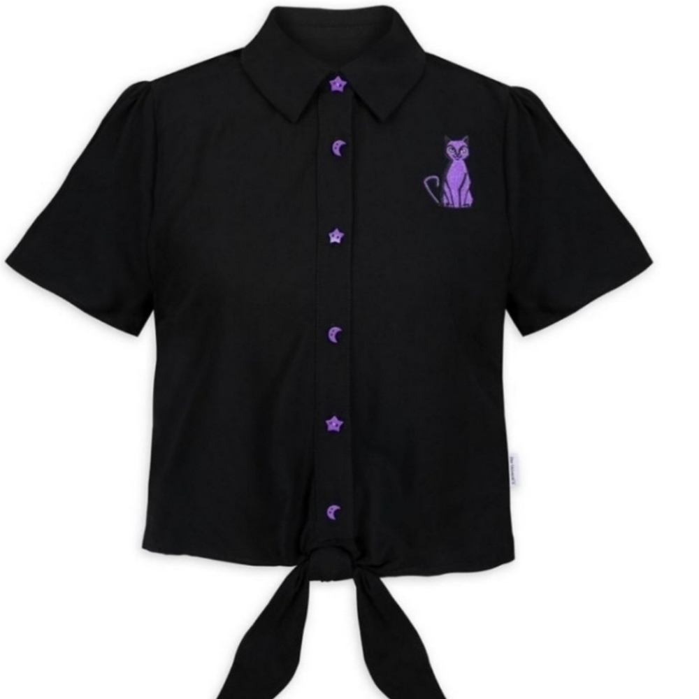 Disney Hocus Pocus Tie Front Shirt Black XL